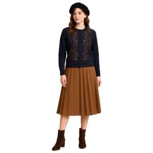 Suburbans Navy Beaded Wool Blend Cardigan Sweater Vintage Hong Kong Era L